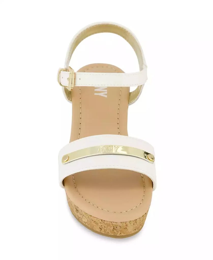 DKNY Little and Big Girls Amber Metal Strap Wedge Sandals 6