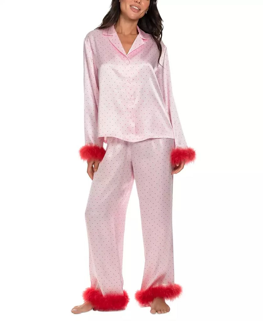 Linea Donatella Women's Marabou Faux-Fur Trimmed Pajama Set 1