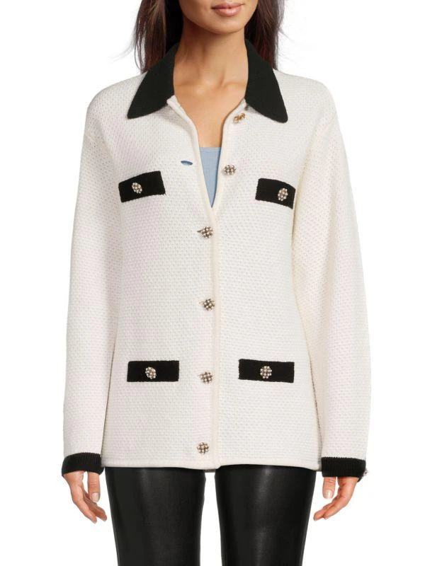 Alice + Olivia Phoebe Mid-Length Wool-Blend Cardigan 1