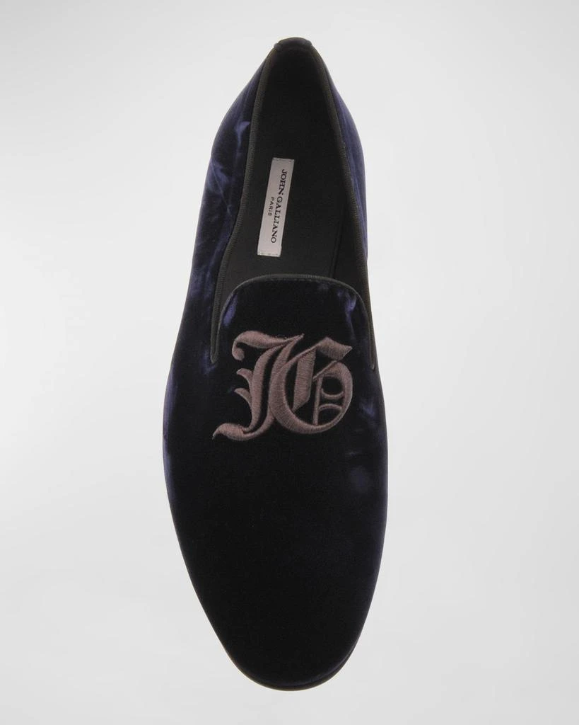 John Galliano Paris Men's Velvet Monogram Smoking Slippers 5