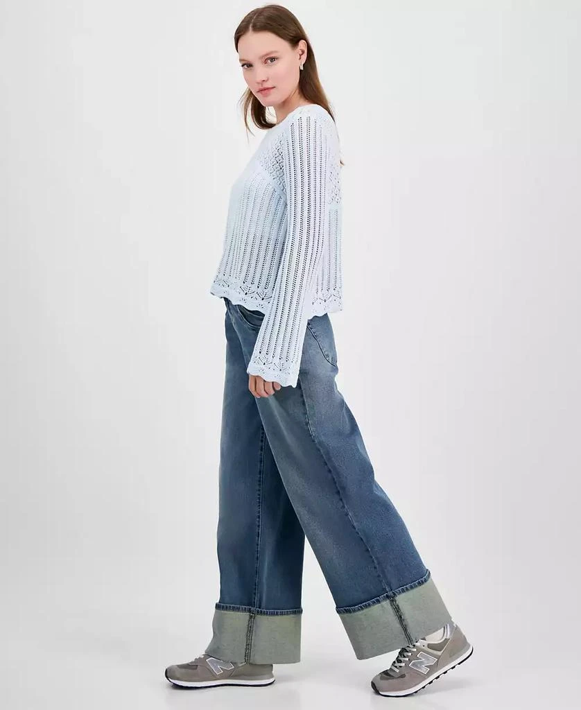 Hooked Up by IOT Juniors' Long-Sleeve Pointelle Sweater 2