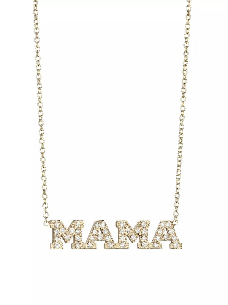 Zoë Chicco 14K Yellow Gold Diamond MAMA Pendant Necklace 1