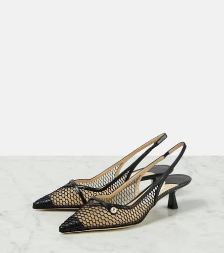 Jimmy Choo Amita 45 leather-trimmed slingback pumps 5