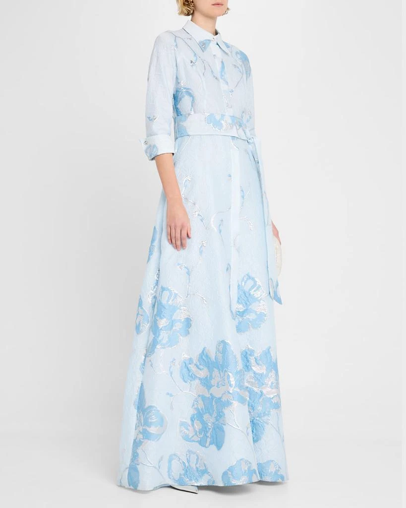 knee length dresses for ladies Jacquard Border Pattern Shirt Gown