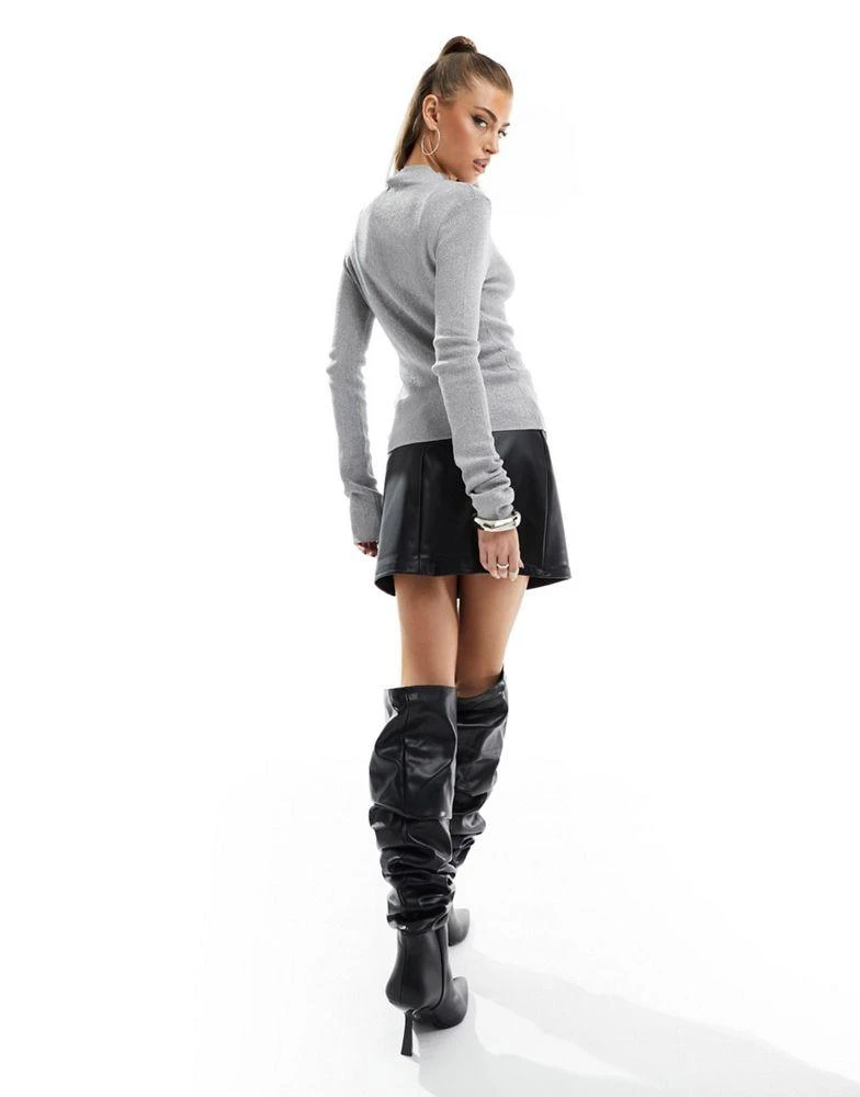 NA-KD NA-KD high neck glitter top in silver 4