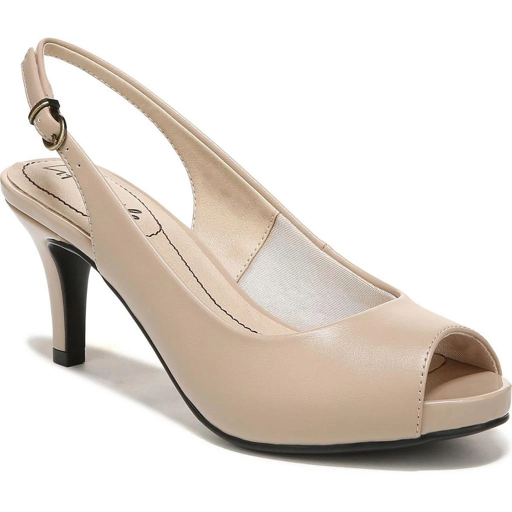 LifeStride Teller Womens Solid Slingback Peep-Toe Heels 3