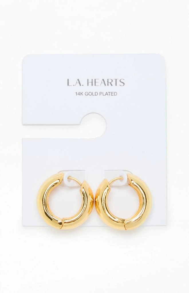 LA Hearts 14K Gold Plated Chunky Hoop Earrings 1