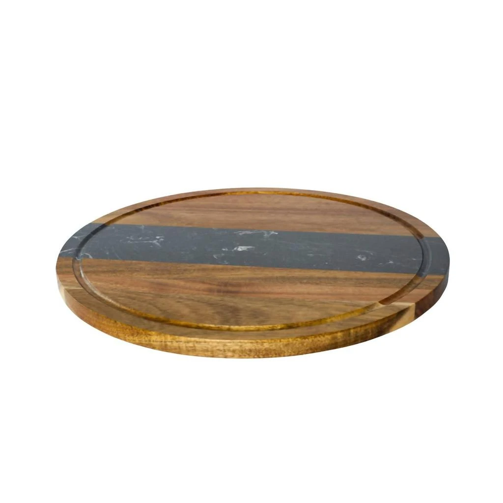 Creative Gifts International Creative Gifts International - Marble Stripe and Acacia Wood Round Board 2
