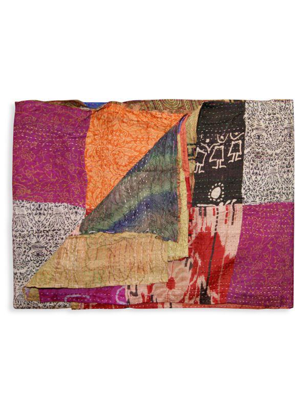 TAJ HOTEL Kantha Silk Quilted Patchwork Throw