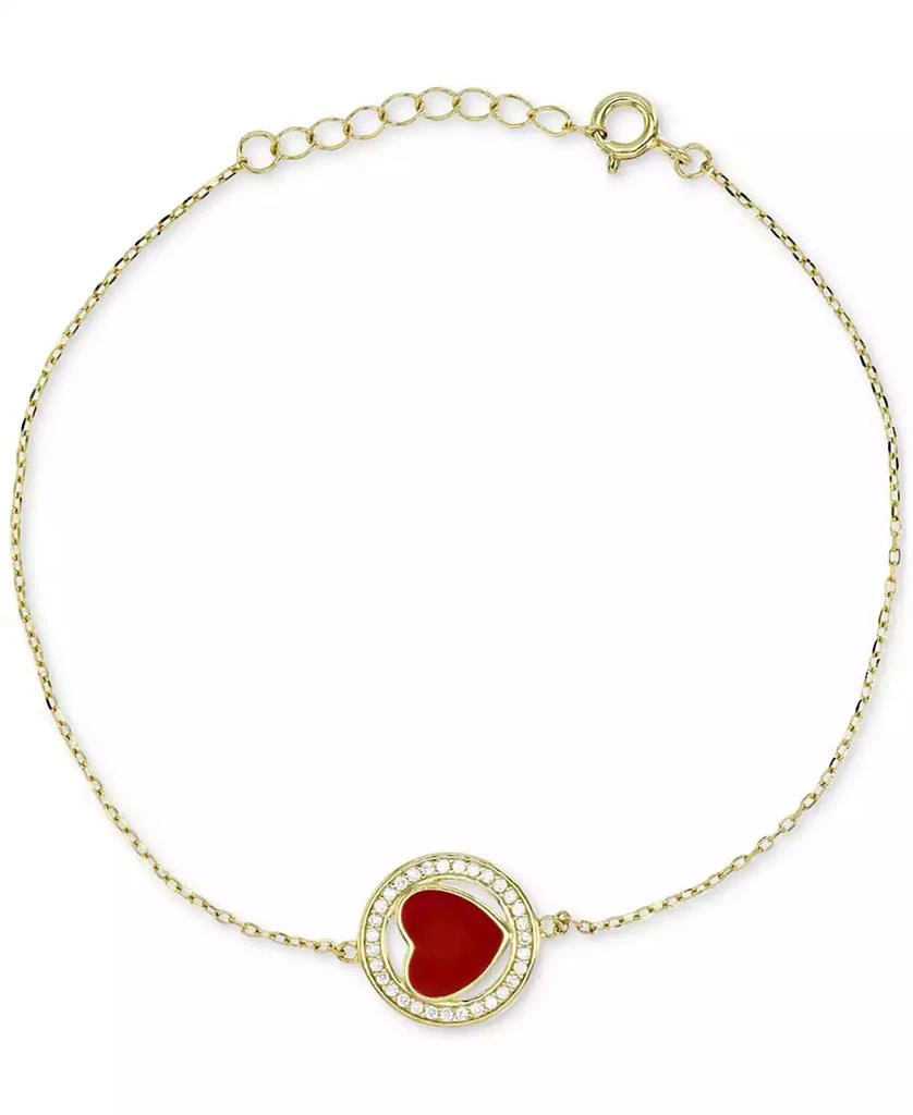Macy
s Enamel Heart 
Cubic Zirconia Chain Bracelet in 14k Gold-Plated Sterling Silver