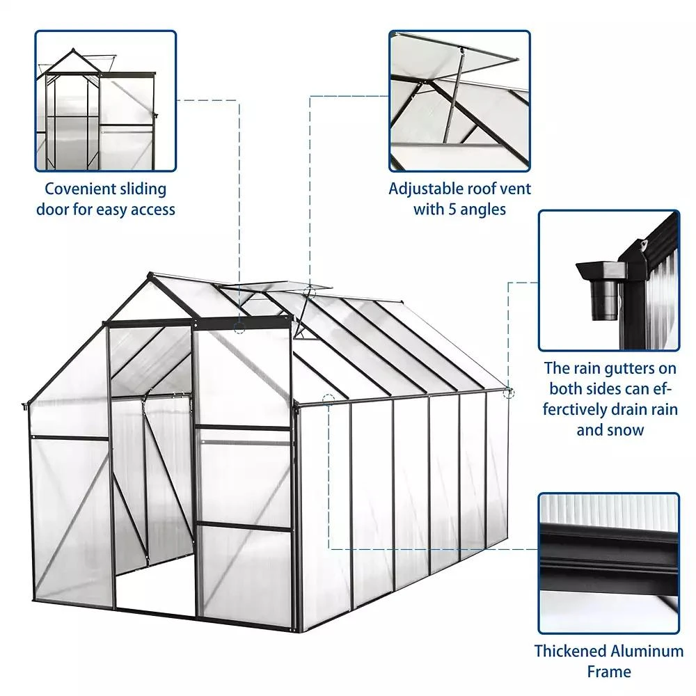 Streamdale Furniture 6x12 FT Heavy-Duty All-Season Greenhouse with Aluminum Base 9