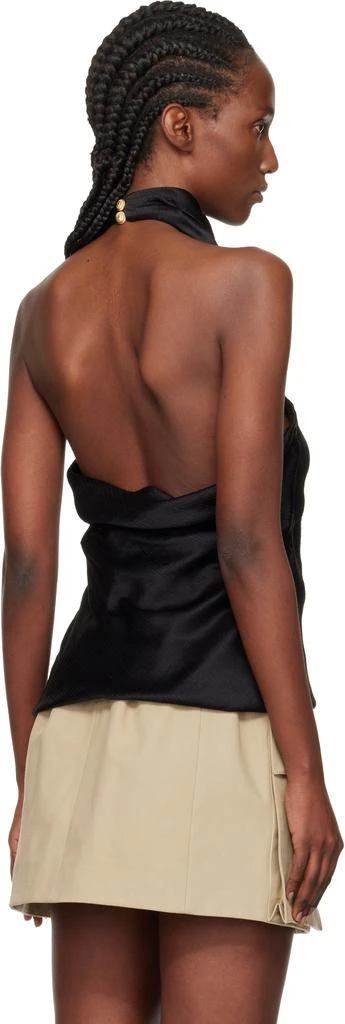 Balmain Black Backless Silk Blouse 3