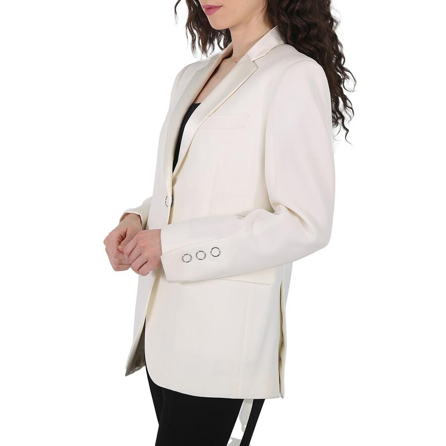 Burberry Open Box - Burberry Ladies Natural White Caratown Single-Breasted Blazer