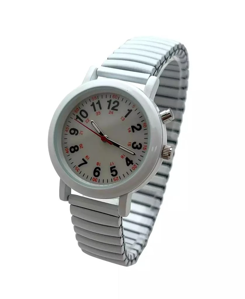 Olivia Pratt White Stretch Band Easy Read Nurse Watch with Second Hand Women Watch 3