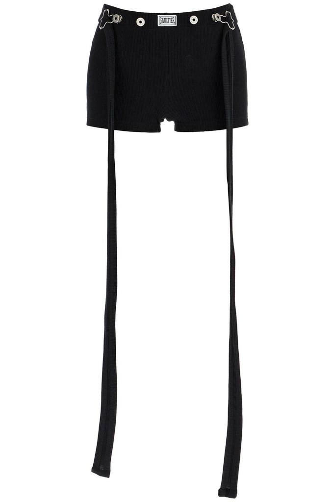 Jean Paul Gaultier black cotton shorts with side stripes