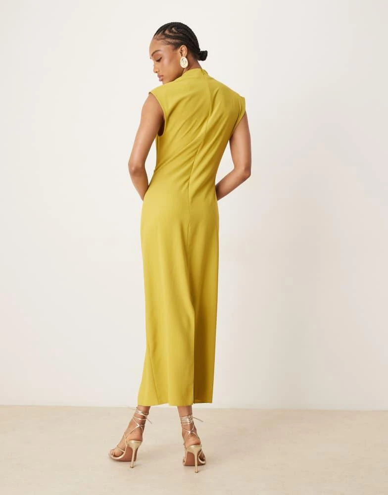 ASOS Design Tall high neck sleeveless midi dress with draped neck in gold-Neutral ASOS Design Tall high neck sleeveless midi dress with draped neck in gold-Neutral