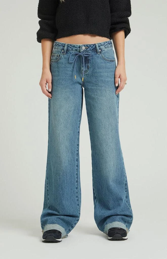 PacSun Casey Medium Indigo Drawstring Low Rise Baggy Jeans 1