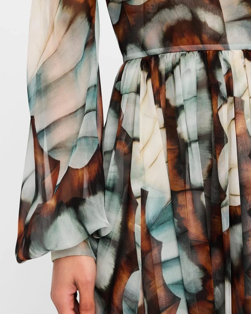 Oscar de la Renta Butterfly Chiffon Long-Sleeve Maxi Dress 5