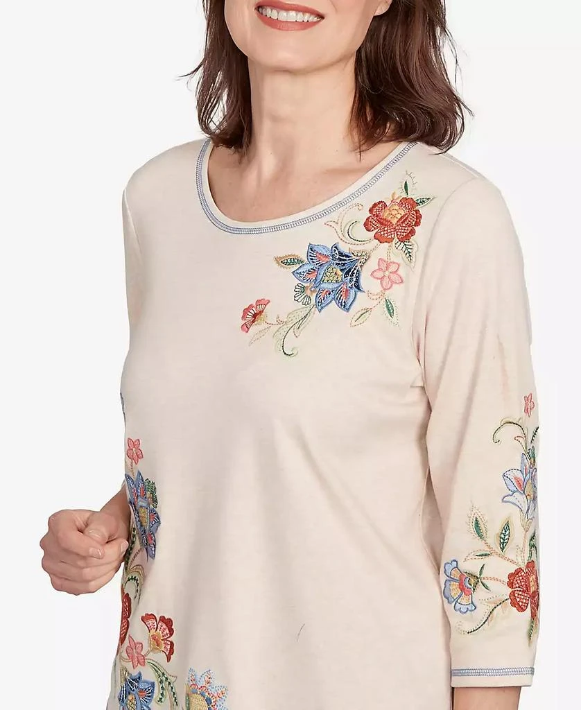 Alfred Dunner Women
s El Paso Asymmetrical Floral Embroidered Top 5
