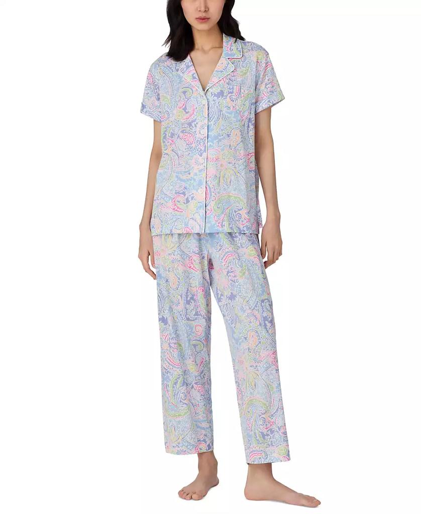 Ralph Lauren Women's Notched-Collar Cropped Pajama Set