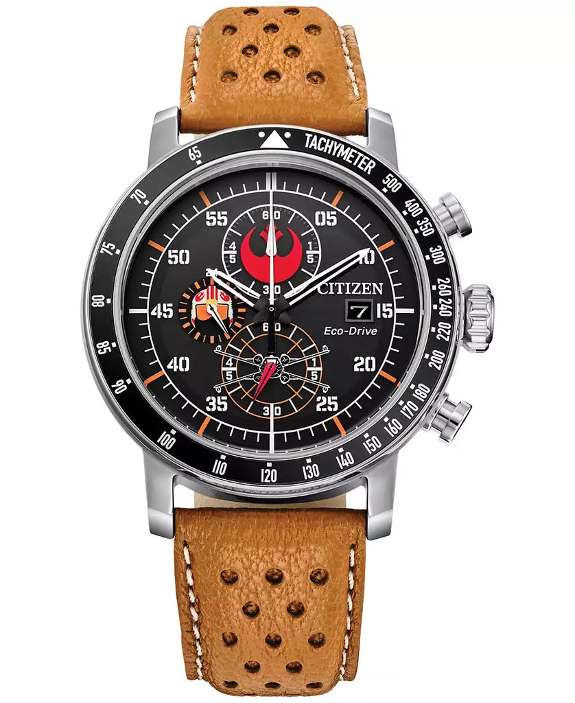 Citizen Eco-Drive Men's Chronograph Star Wars Rebel Pilot Orange Perforated Leather Strap Watch 44mm