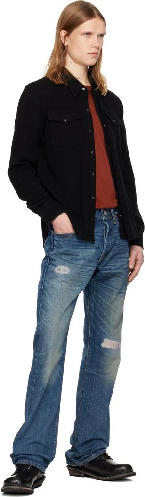 RRL Blue Slim Boot Sutton Repaired Selvedge Jeans 4