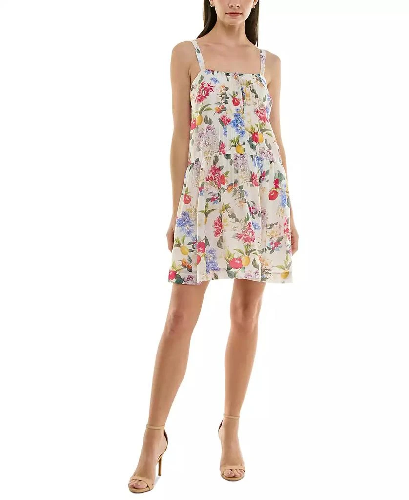 Taylor Petite Printed Pintuck-Bodice Sleeveless Shift Dress 1
