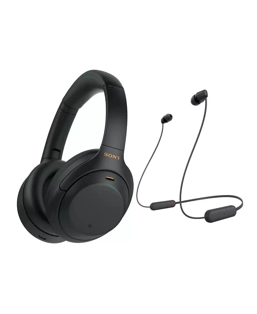 SONY WH-1000XM4 Wireless Noise Canceling Over-Ear Headphones (Black) Bundle