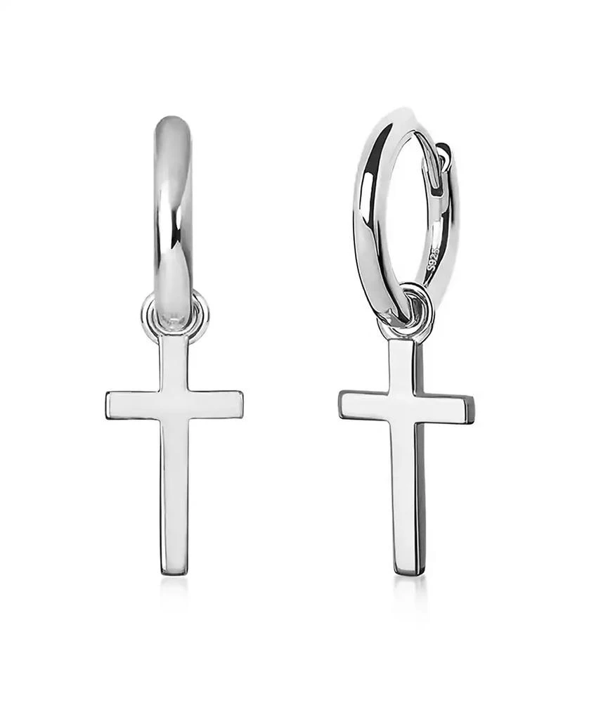 Rhona Sutton Men
s Classic Cross Hoop Earrings in Sterling Silver