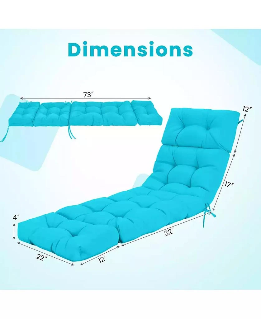 Slickblue Outdoor Chaise Lounge Cushion with Ties for Poolside 6