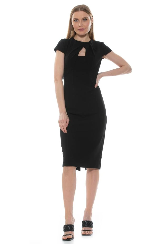 ALEXIA ADMOR Janine Crewneck Draped Midi Sheath Dress 4