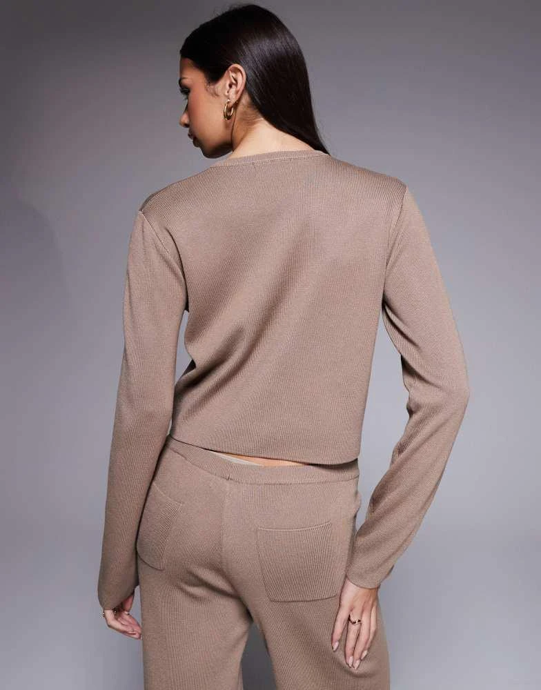 Kaiia Kaiia exclusive knitted button front pocket detail cardigan co-ord in taupe 4