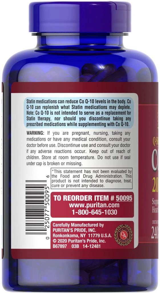 Puritan's Pride Q-SORB Co Q-10 200 mg 240 Softgels 5