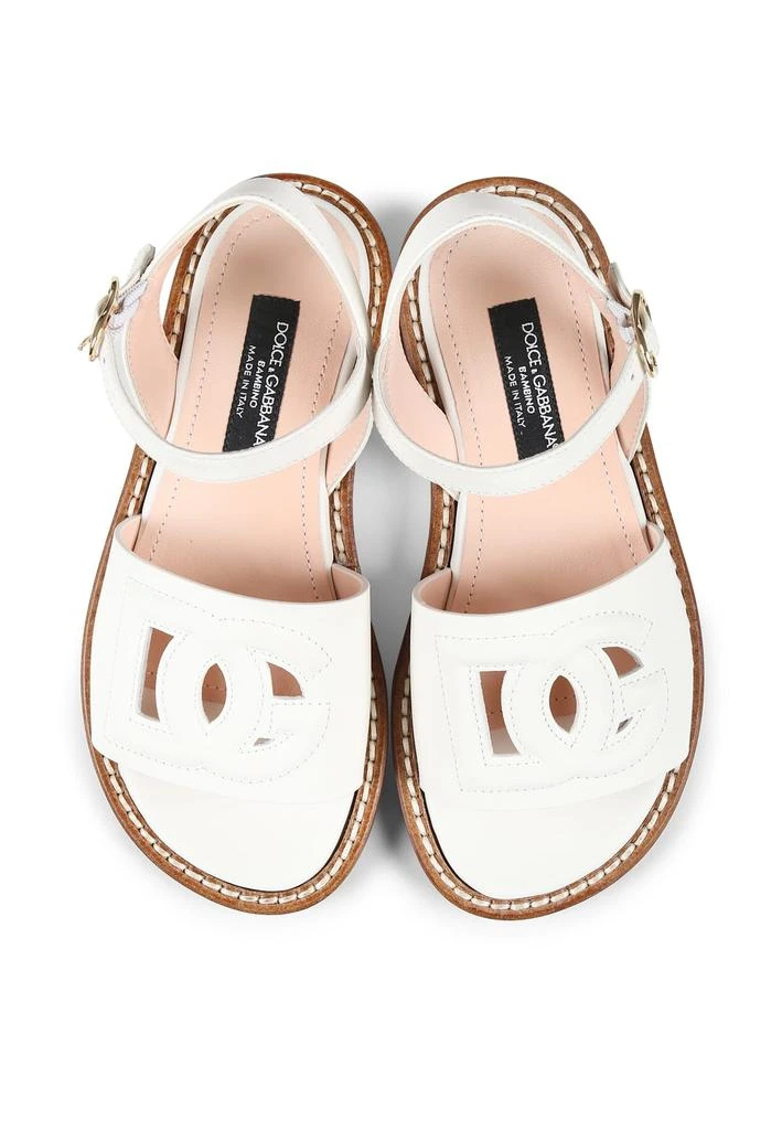 Dolce & Gabbana White Sandals For Girl With Dg Logo 2