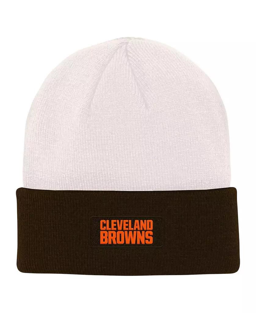 Outerstuff Big Boys and Girls Cream, Brown Cleveland Browns Bone Cuffed Knit Hat