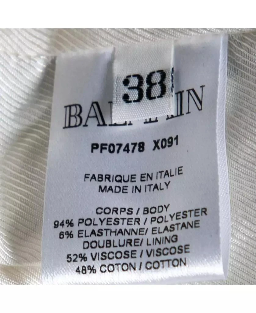 Pre-Owned Balmain Women
s Silver Holographic Quilted Open Front Jacket 6