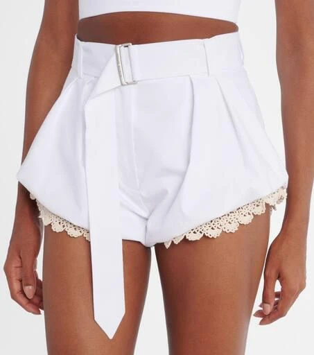Magda Butrym Crochet-trimmed cotton-blend shorts 4