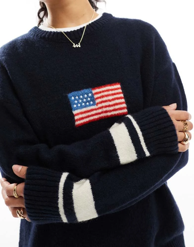 Stradivarius Stradivarius USA jumper in navy 3