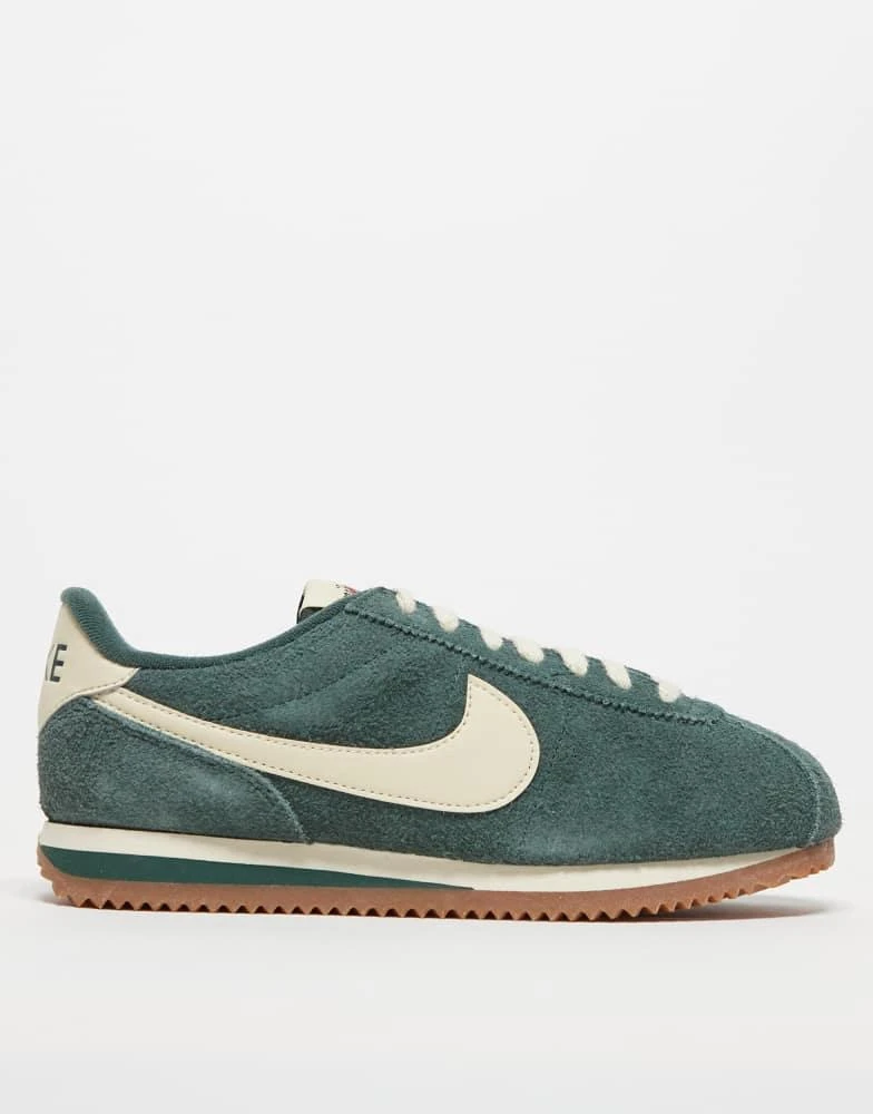 NIKE Nike Cortez suede trainers in dark green and cream 4