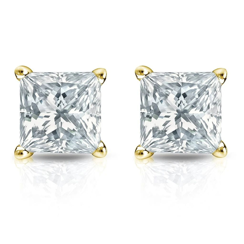 Sabrina Designs Lab Grown Diamonds 14K Gold Lab Grown Diamond Princess 4-Prong Basket Stud Earrings 2.50ct 2