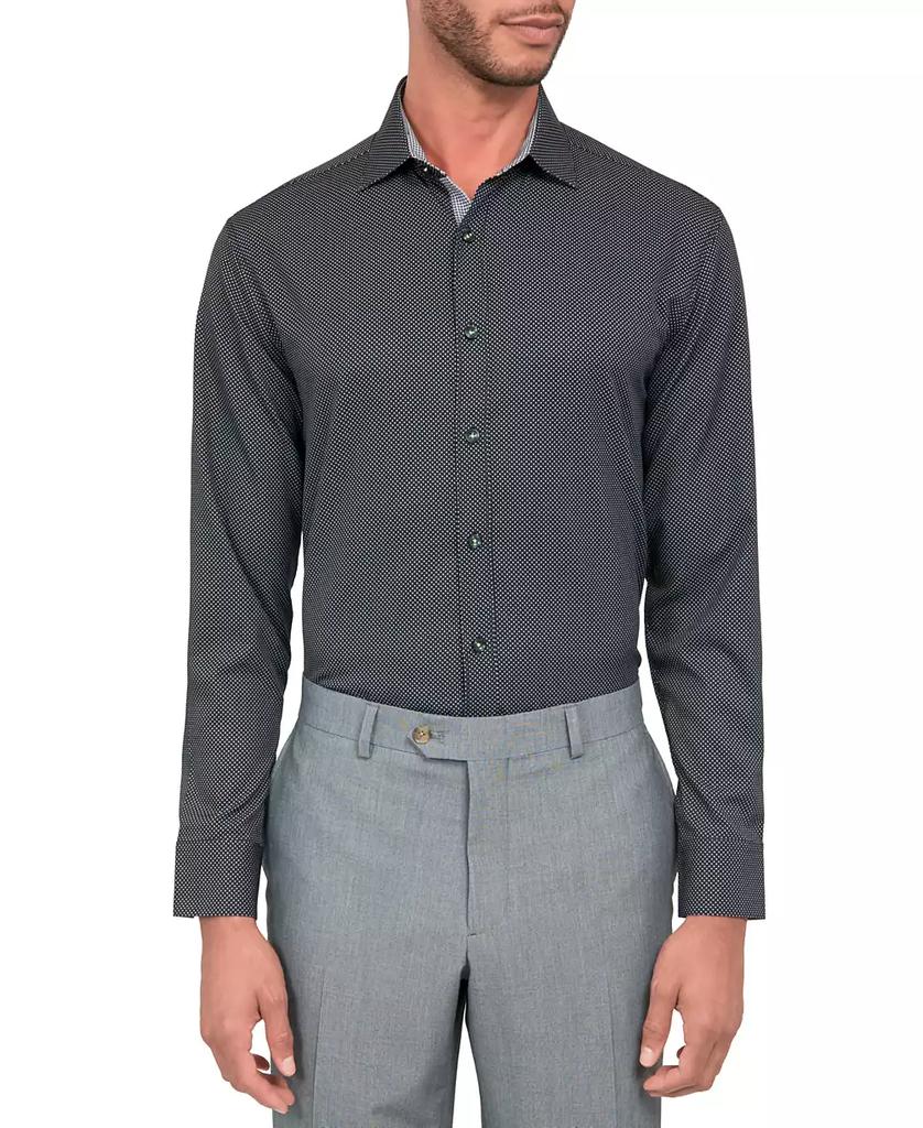 Society of Threads Men's Regular Fit Non-Iron Dot Print Performance Dress Shirt