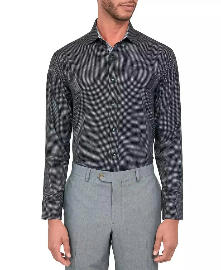 Society of Threads Men's Regular Fit Non-Iron Dot Print Performance Dress Shirt 1