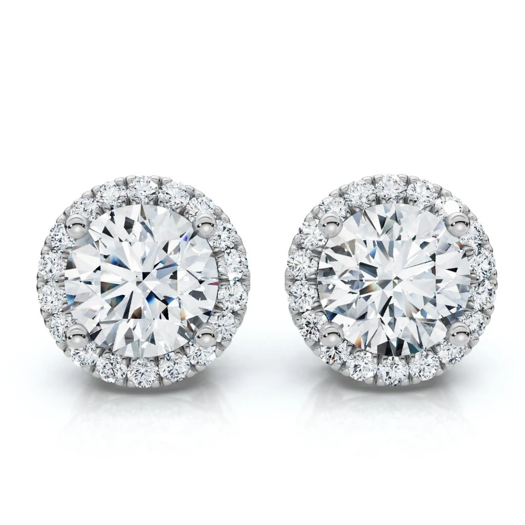 Pompeii3 2.25Ct Halo Round Diamond Studs 14k Gold Lab Grown Women's Earrings 4