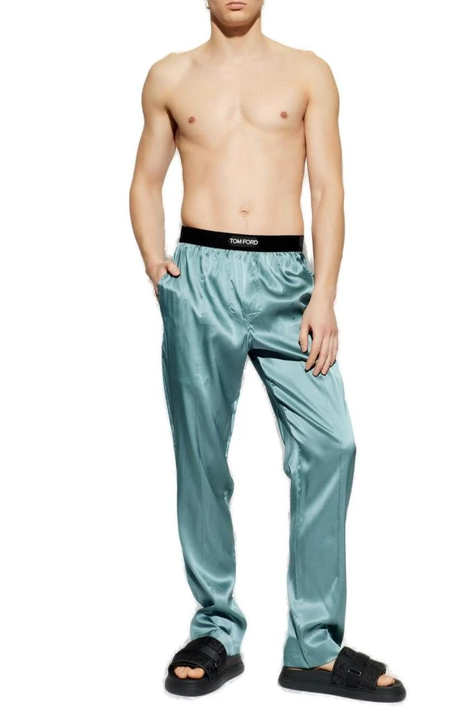 Tom Ford Tom Ford Logo Waistband Satin Pajama Trousers 4