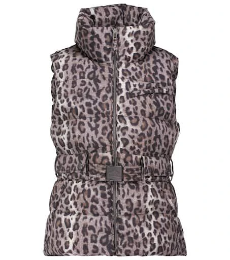 Jet Set Leopard-print belted ski vest 1