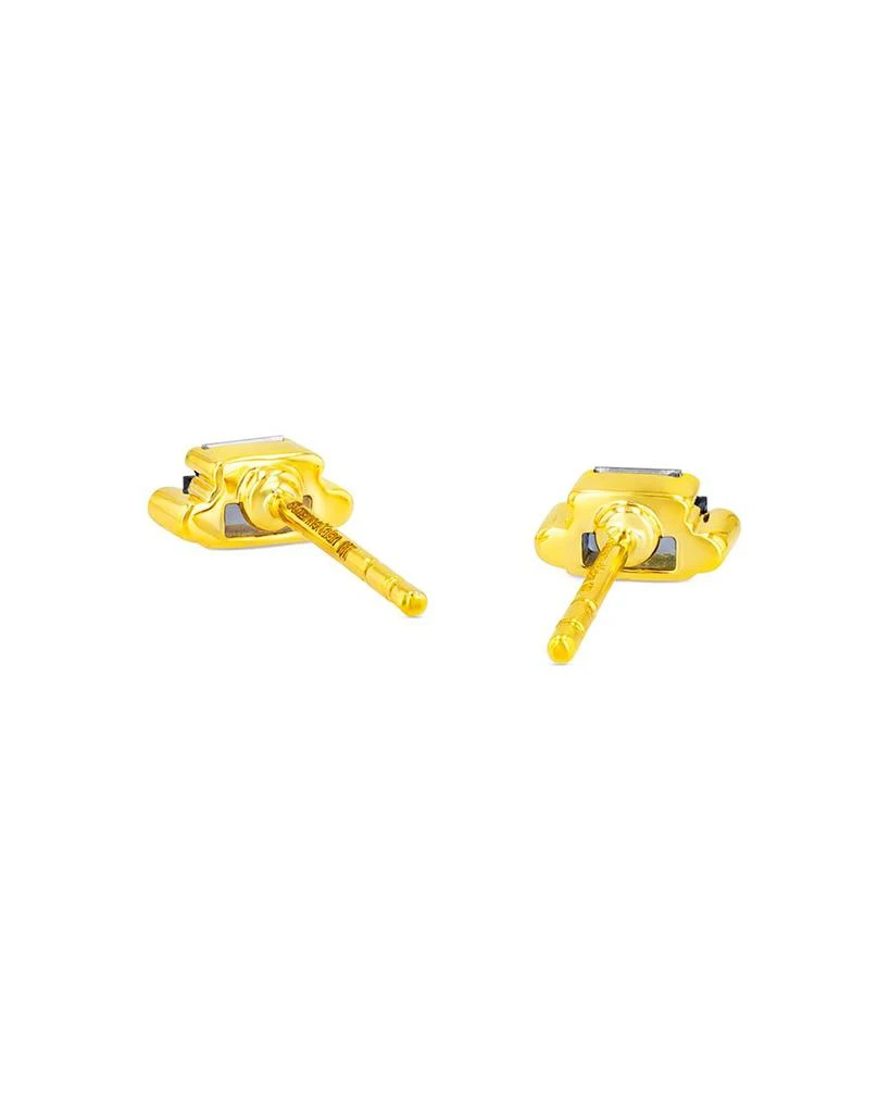 Suzanne Kalan 18K Yellow Gold Light Blue Sapphire & Diamond Baguette Stud Earrings 3