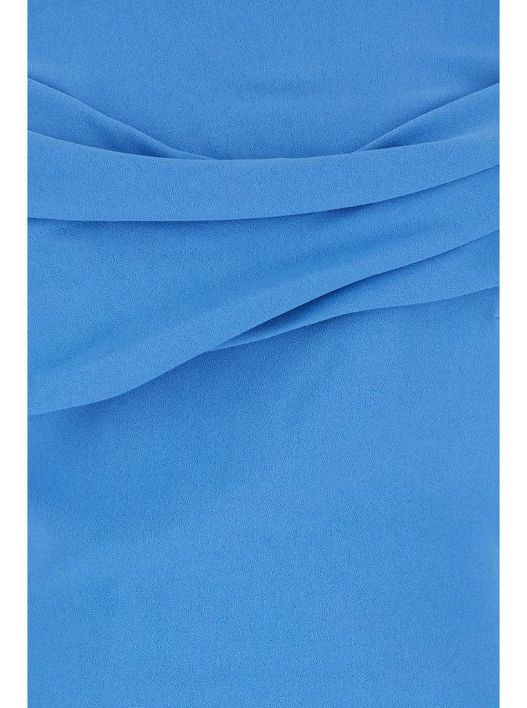 SOLACE LONDON 'Eva' Blue Off-Shoulder Long Dress With Draped Detail In Tech Fabric Woman 3