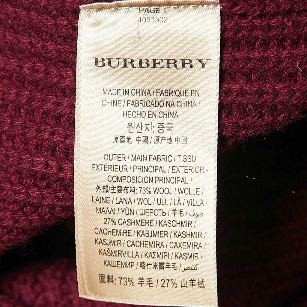 Burberry  Burgundy Rib Knit Shawl Collar Cardigan 4