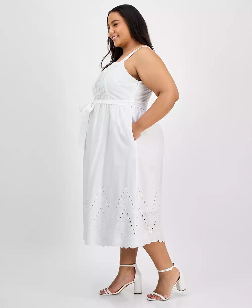 julia jordan Plus Size Cotton Sleeveless Eyelet-Hem Midi Dress