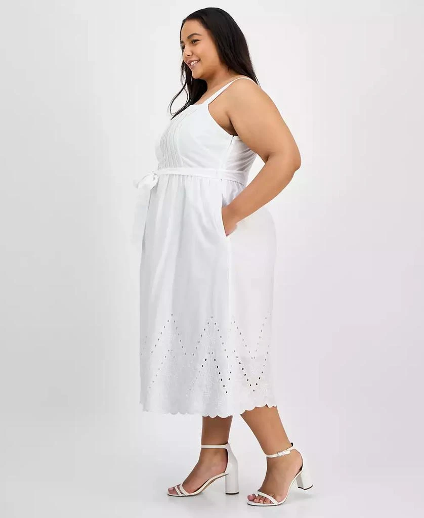 julia jordan Plus Size Cotton Sleeveless Eyelet-Hem Midi Dress 2